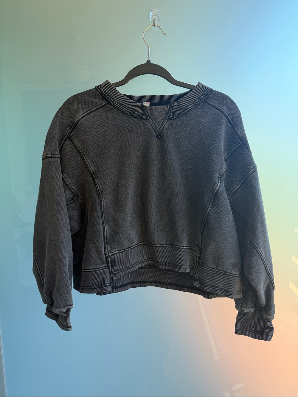 Free People Dark Gray Boxy Crewneck - Picture 2 of 4